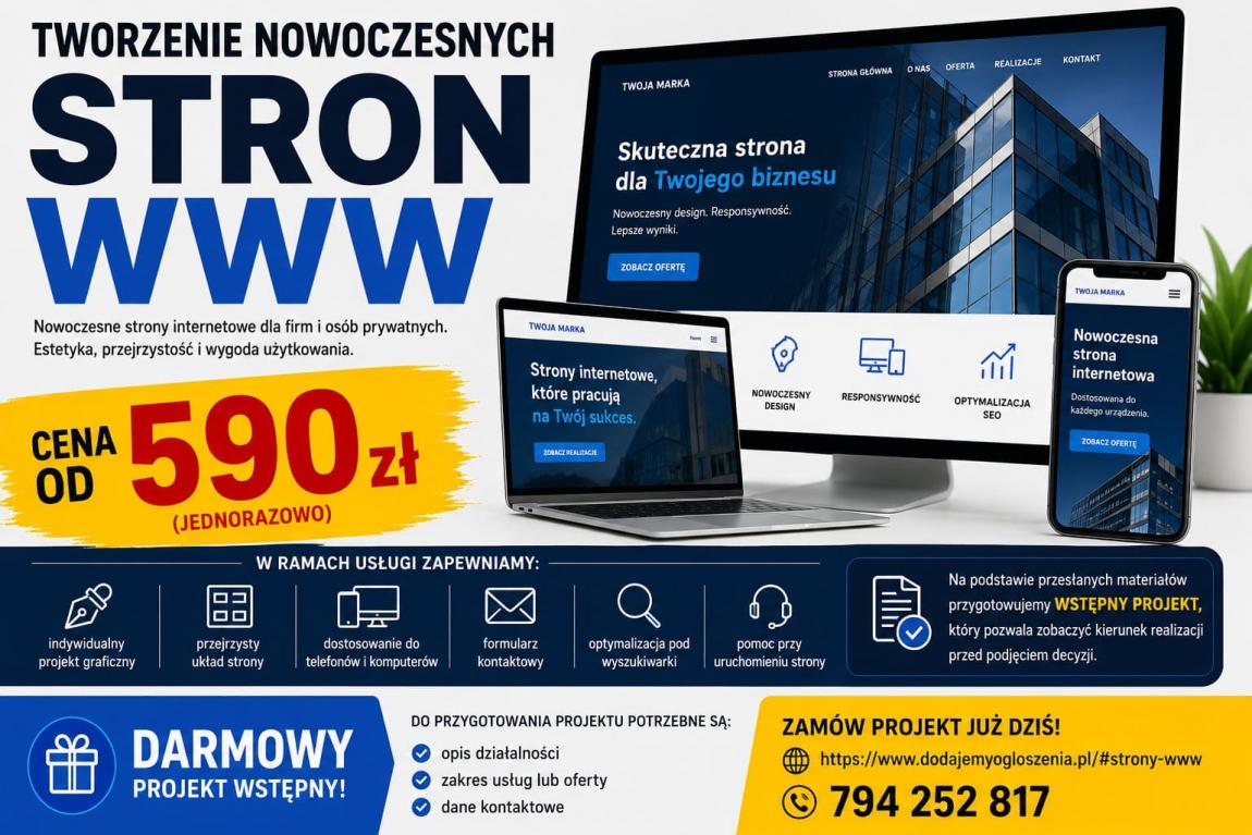 Tanie strony WWW od 590 PLN  