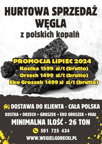 Węgiel hurt z polskich kopalni. Promocja Lipiec  